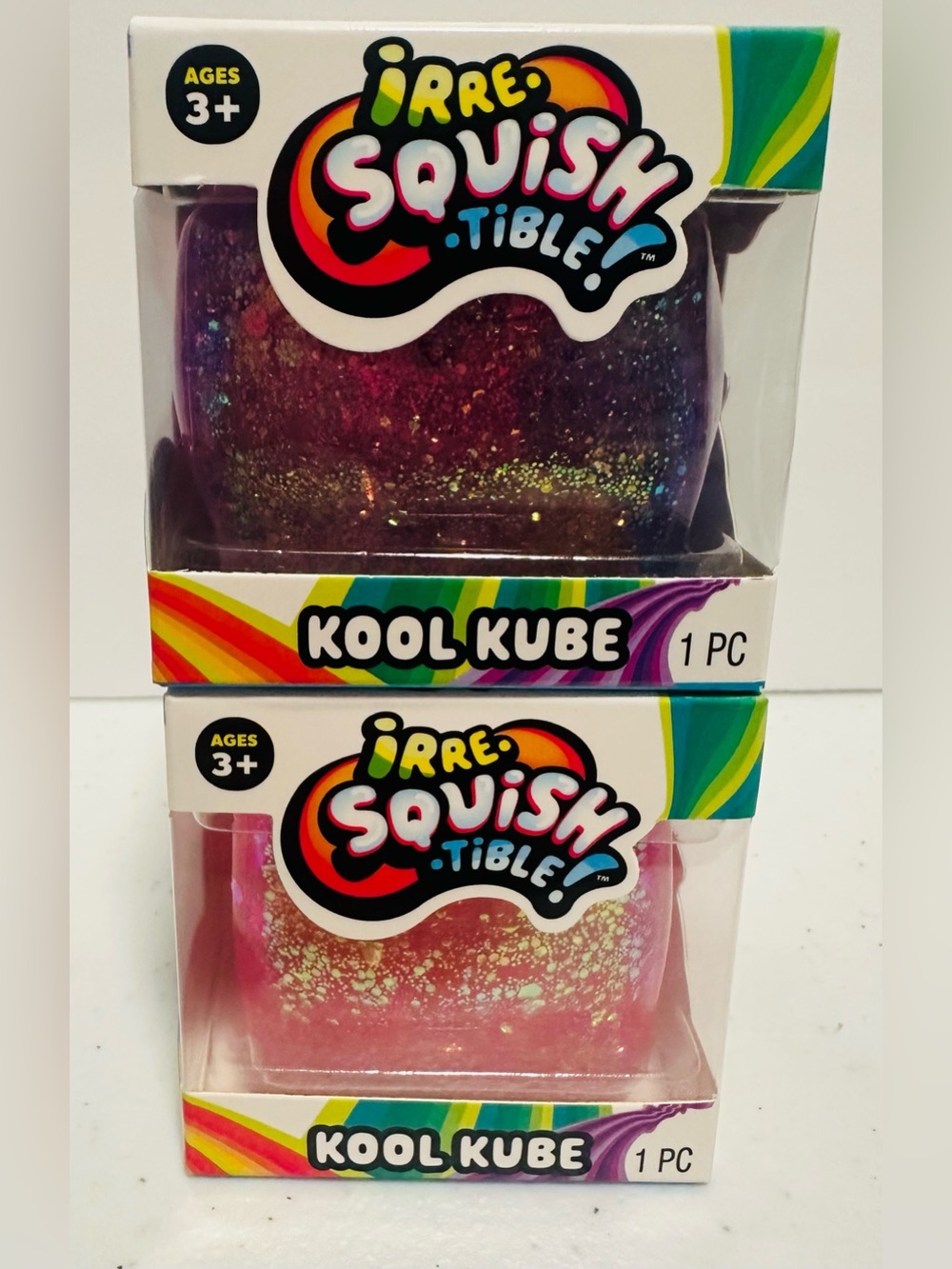 Irre Squishable Kool Kube Kids Toy - Pink & Purple Glitter